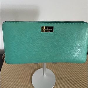 Beautiful blue zip around Kate Spade wallet.